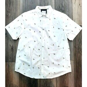 Denim & Flower Ricky Singh Short Sleeve Button Shirt Men's XL White Slim Fit